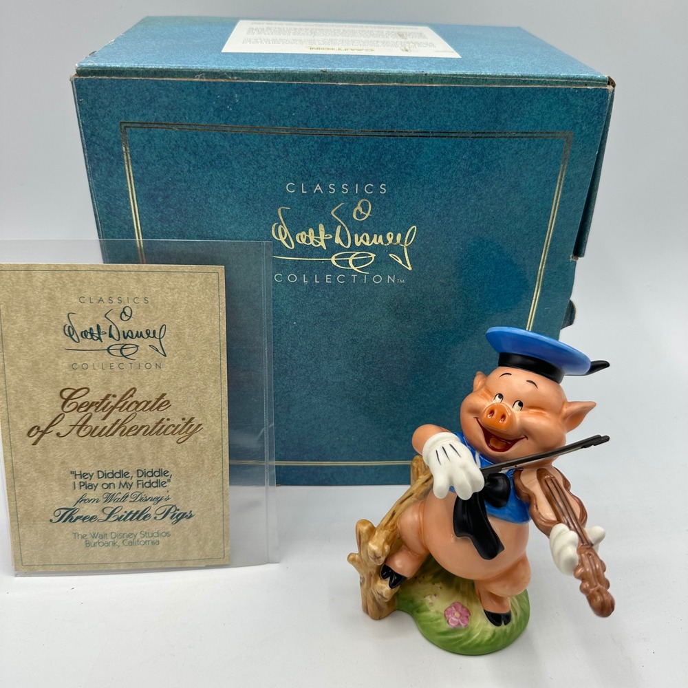WDCC Three Little Pigs Fiddler Pig 60th Anniversary Figurine Box COA